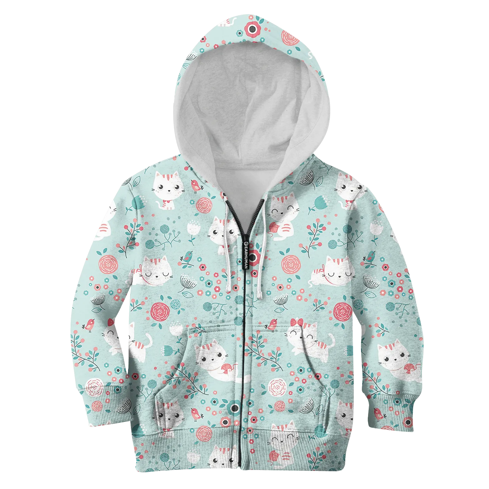 cute cats and birds Kid Custom Cosplay Hoodies T-shirt Apparel