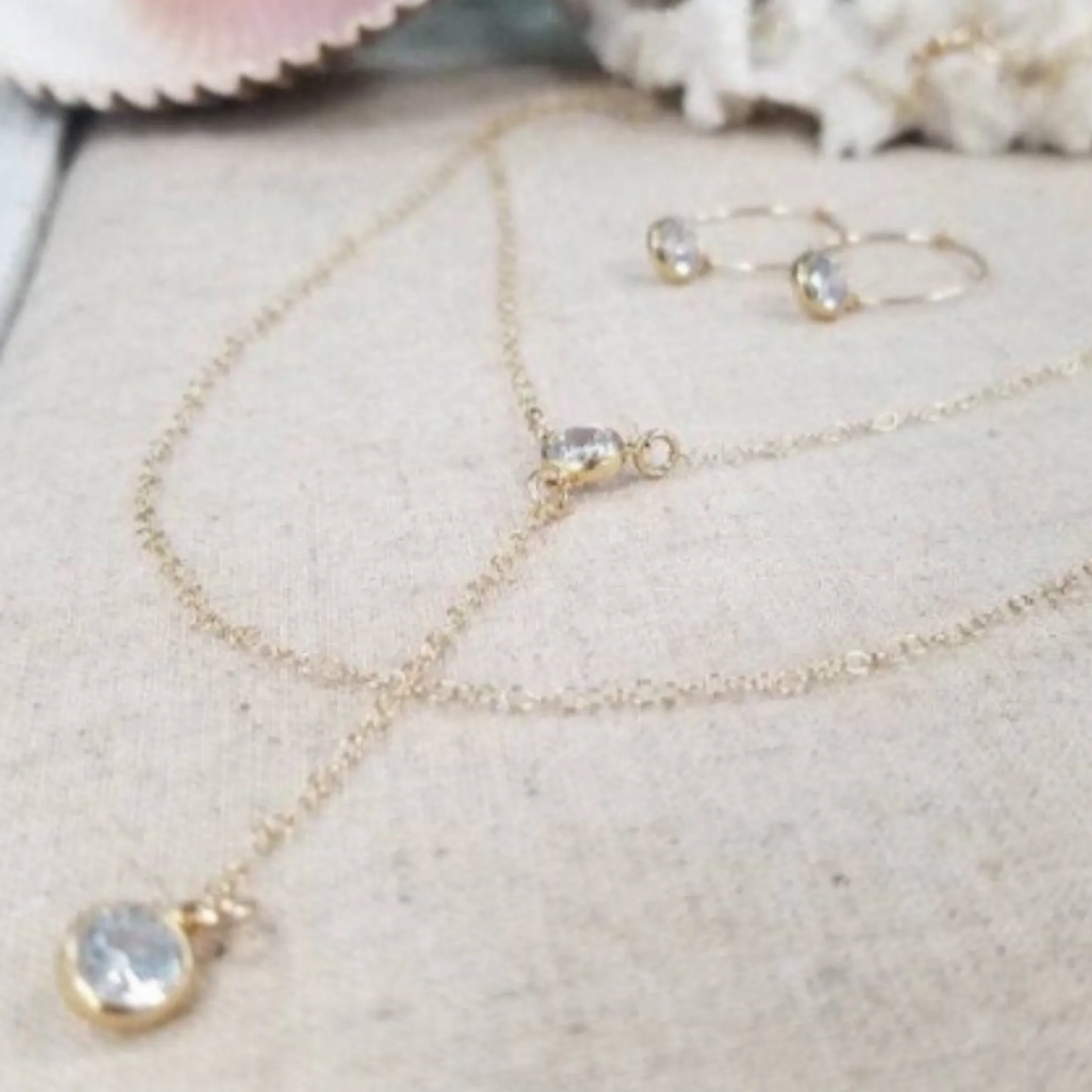 CZ Diamond Drop or Herkimer Diamond Hoop Earrings - Sterling, Gold, or Rose Gold