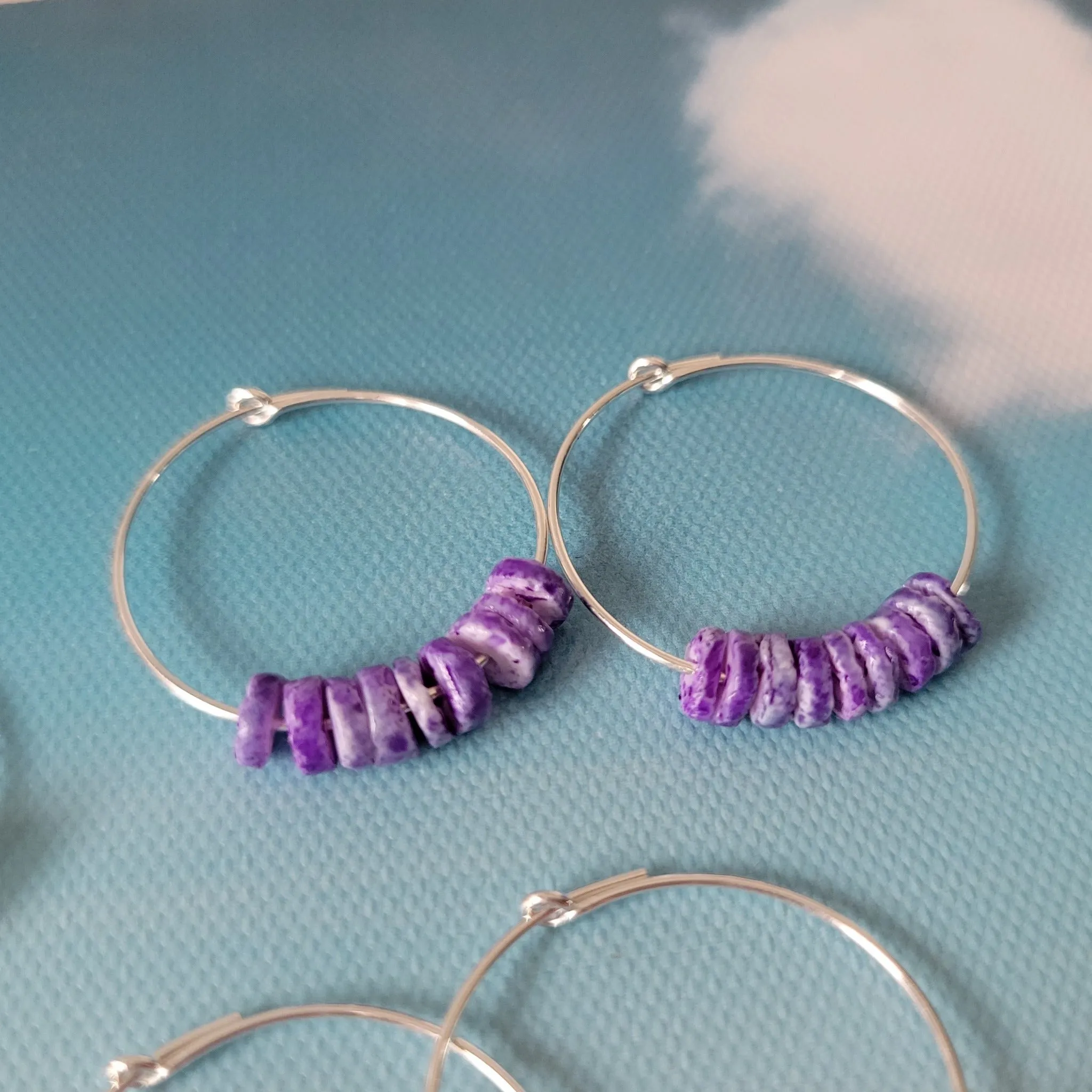 Dainty Heishi Shell Hoop Earrings - Sterling, Gold, or Rose Gold