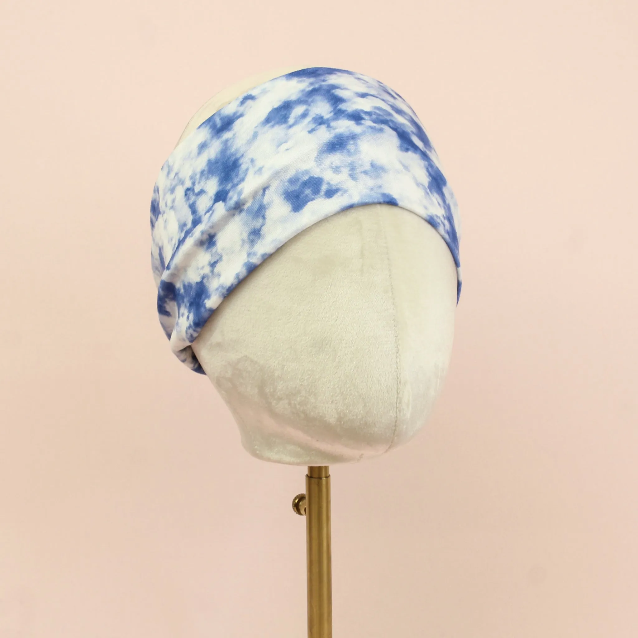Dark Blue and White Stretch Headband