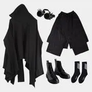 Dark Style Detachable Hat Cloak Hoodie