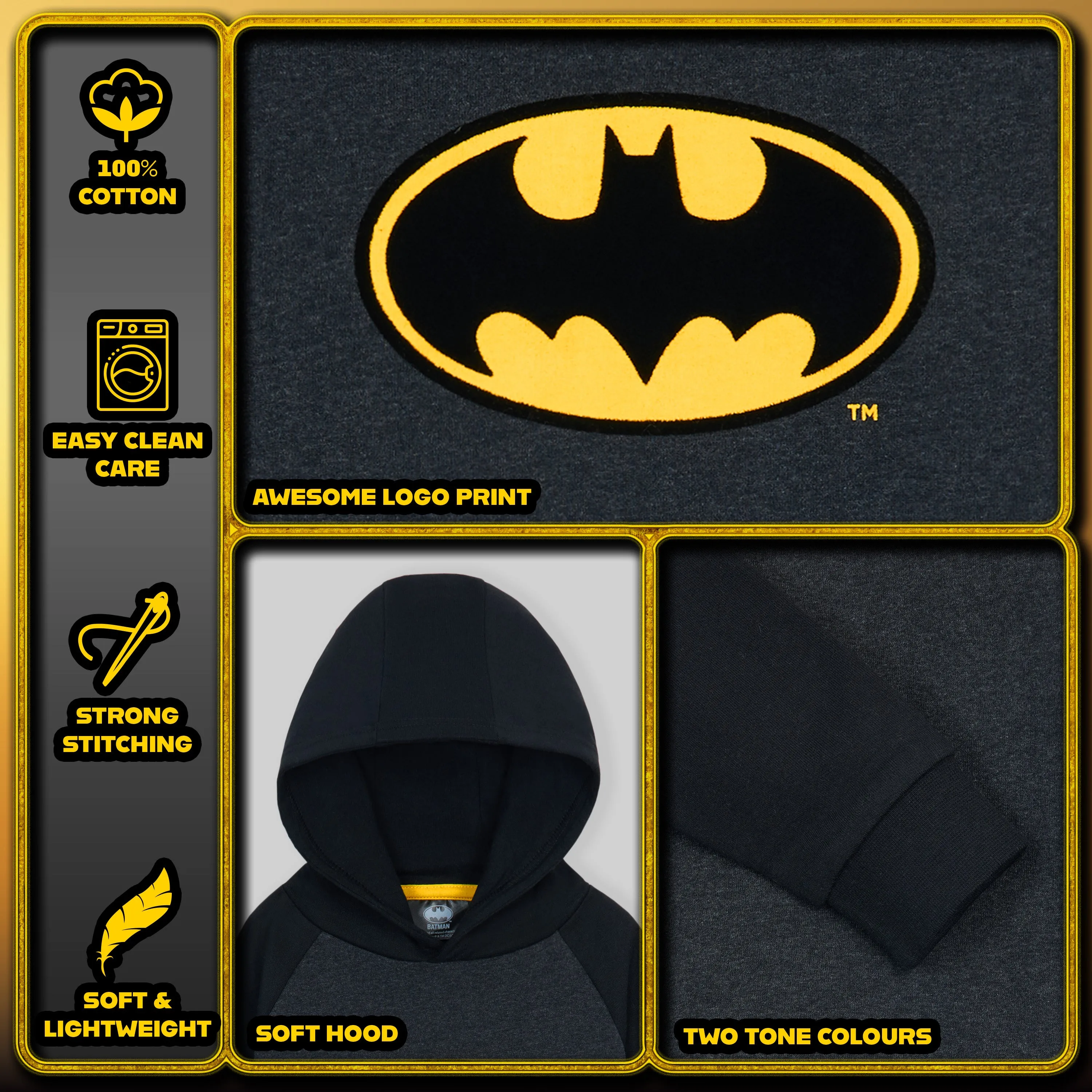 DC Comics Batman Hoodie for Kids - Superhero Boys' Hoodies