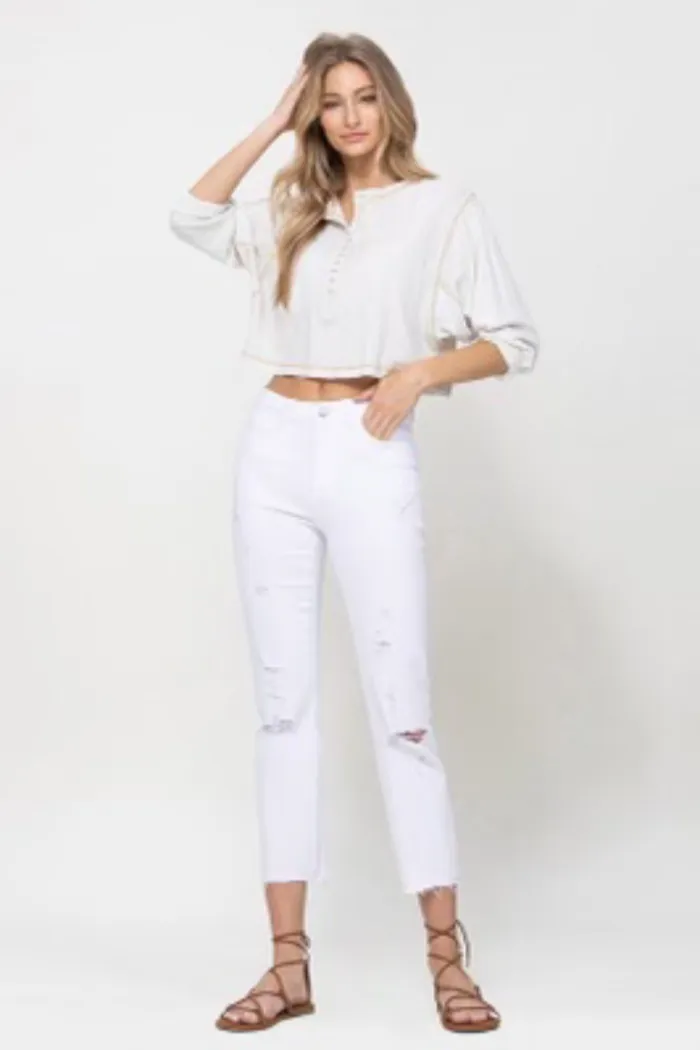 Distressed Straight Jeans
