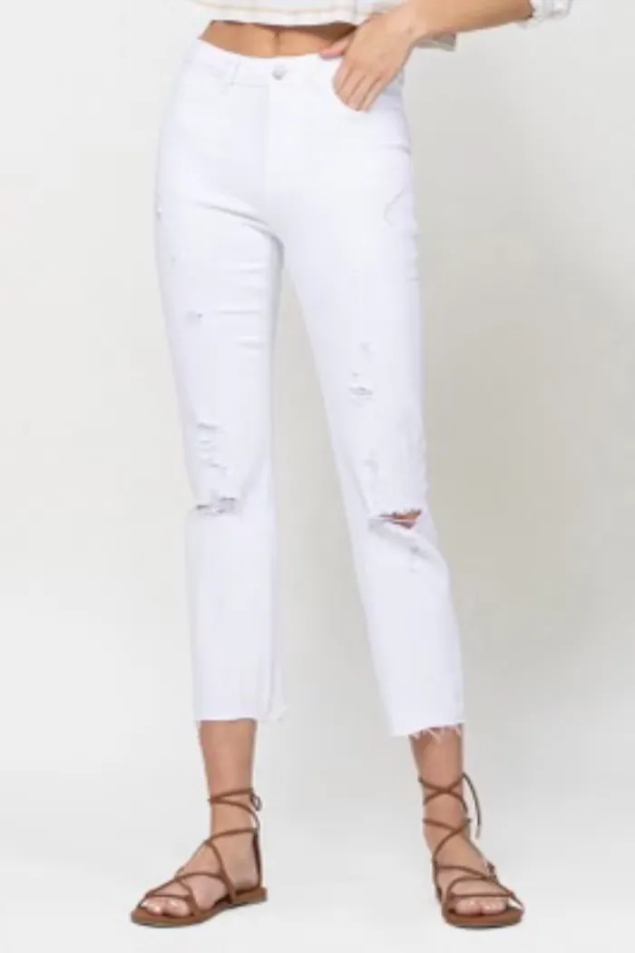 Distressed Straight Jeans