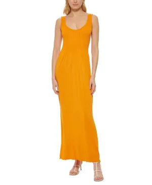 Dkny Jeans Women's Stitch-Yoke Maxi Dress E22HAB34 Orange Pepper XL