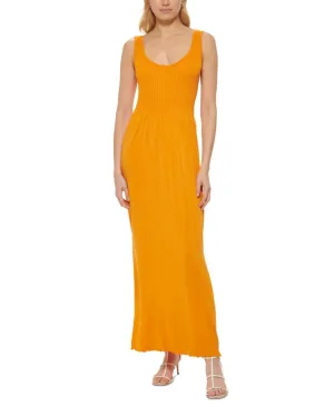 Dkny Jeans Women's Stitch-Yoke Maxi Dress E22HAB34 Orange Pepper XS