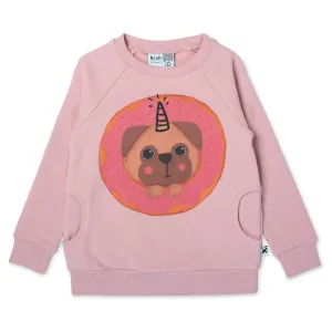 Donut Pug Furry Crew - Muted Pink