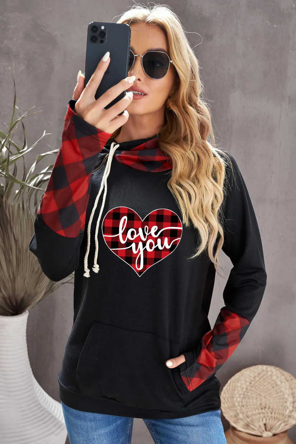 Double Hoods Thumb Hole Hoodie