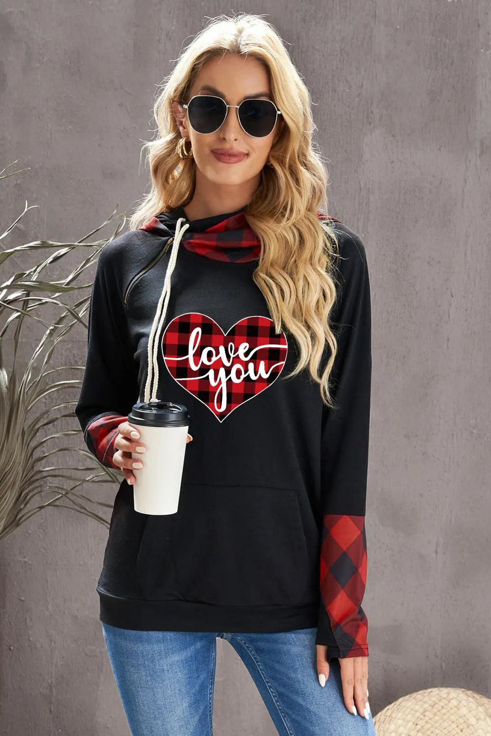Double Hoods Thumb Hole Hoodie