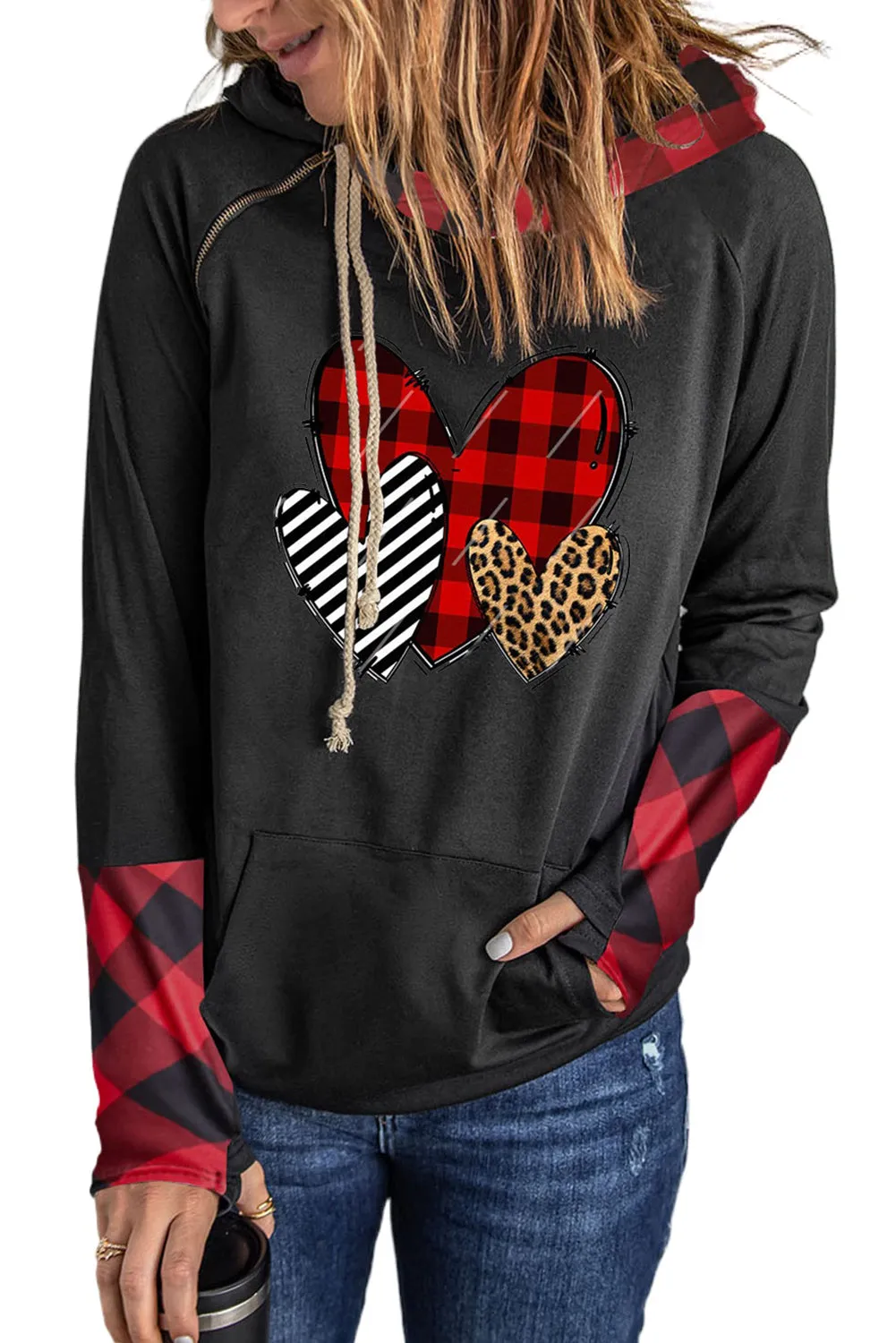 Double Hoods Thumb Hole Hoodie
