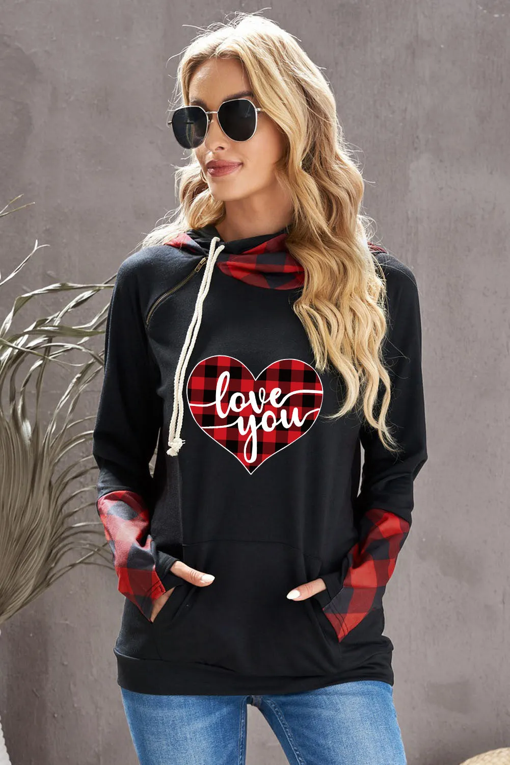 Double Hoods Thumb Hole Hoodie