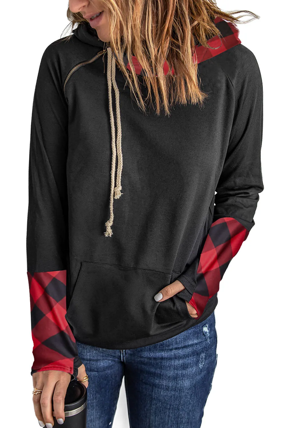 Double Hoods Thumb Hole Hoodie