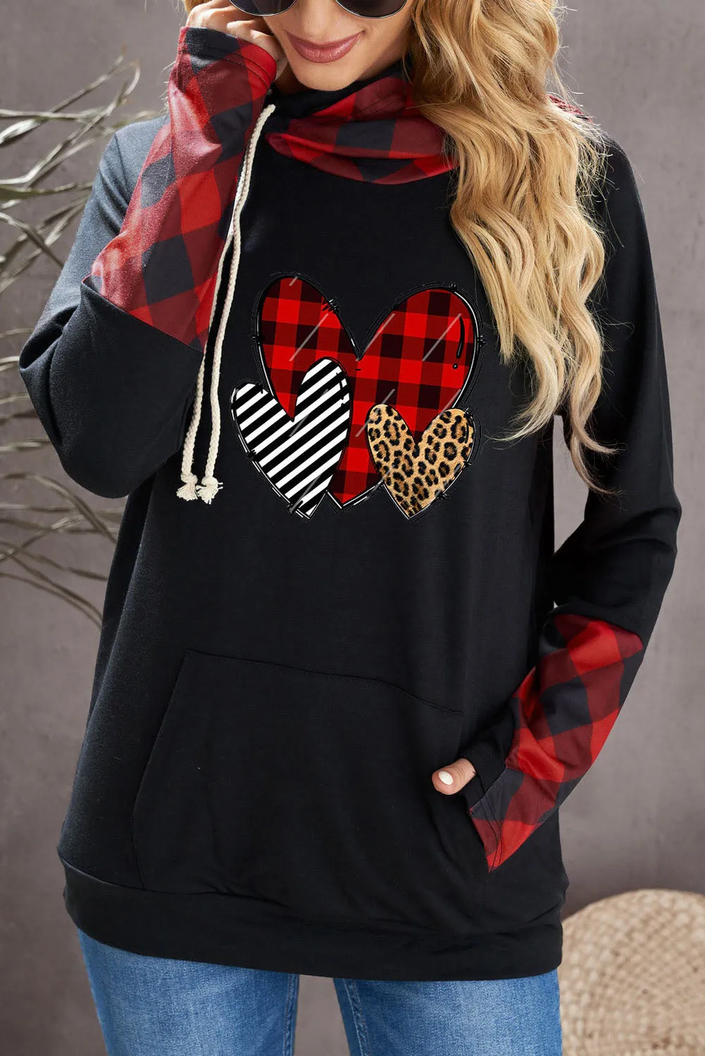 Double Hoods Thumb Hole Hoodie