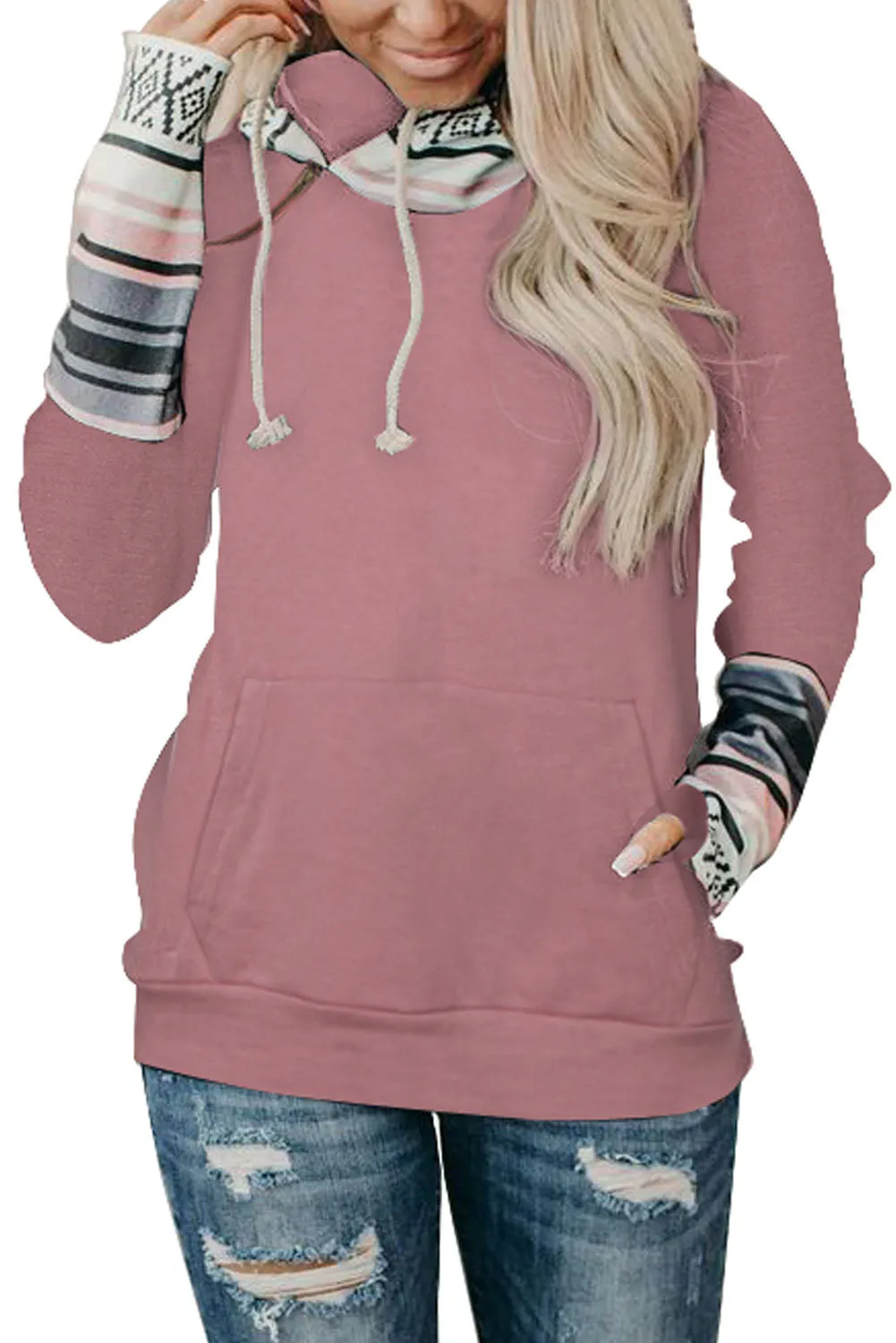 Double Hoods Thumb Hole Hoodie