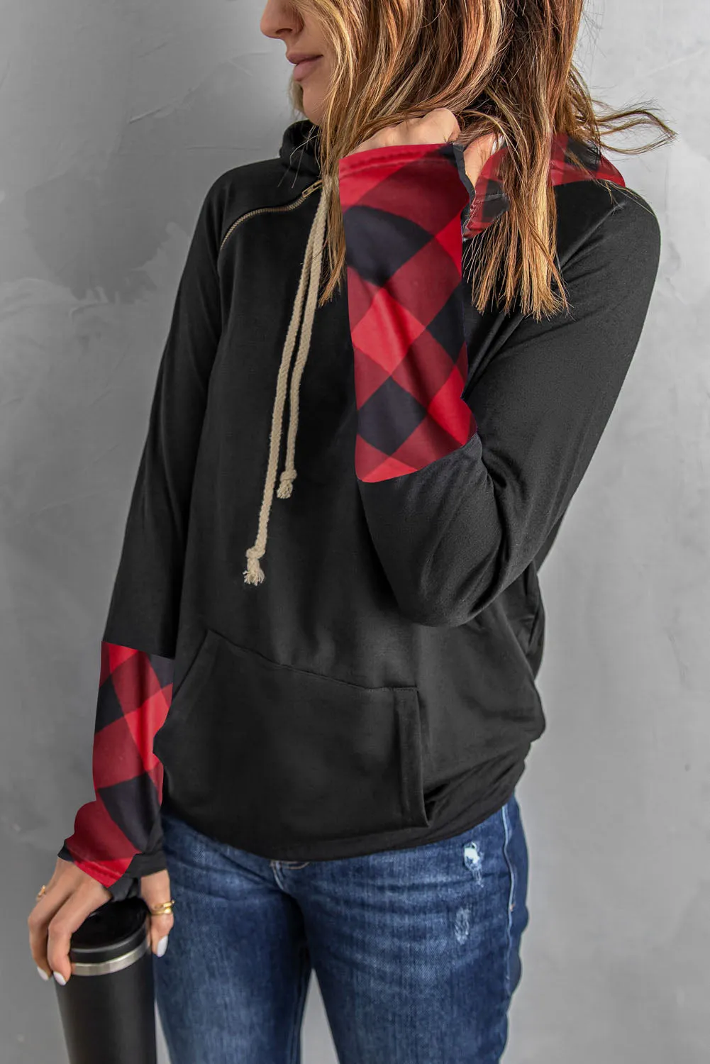 Double Hoods Thumb Hole Hoodie