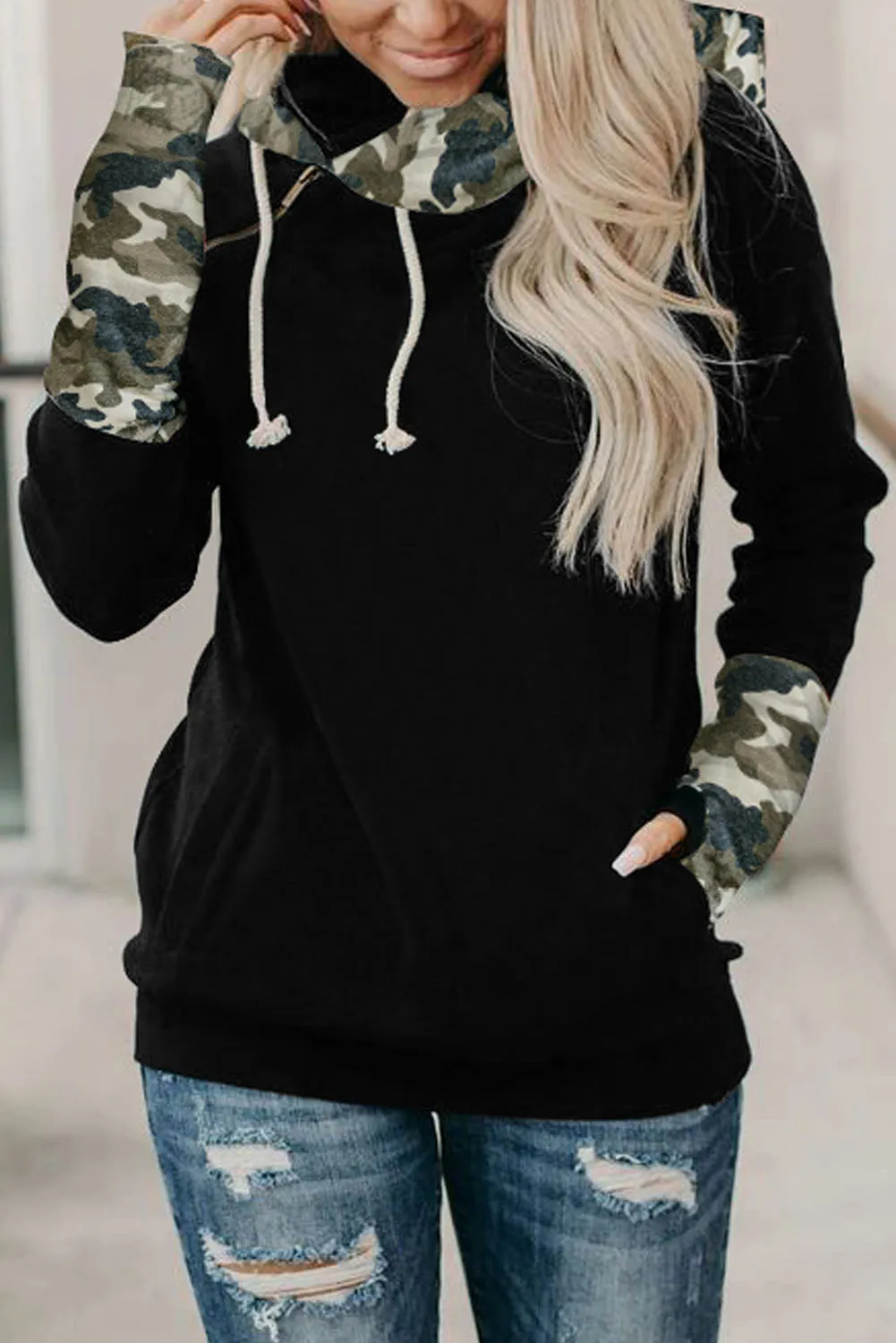Double Hoods Thumb Hole Hoodie