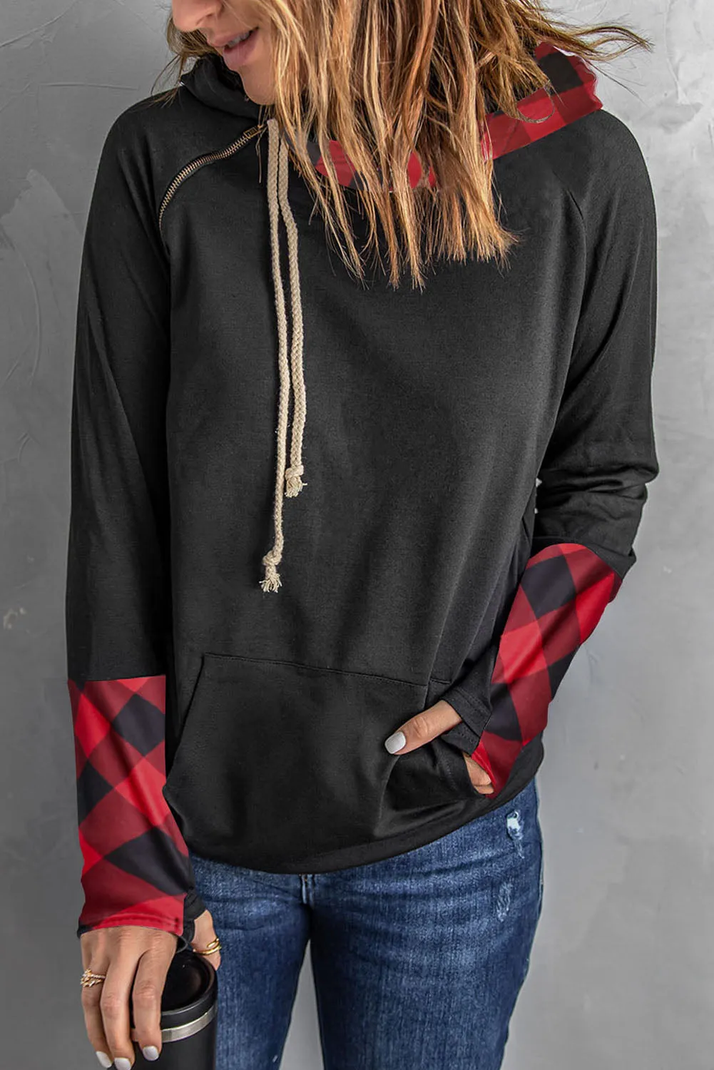Double Hoods Thumb Hole Hoodie