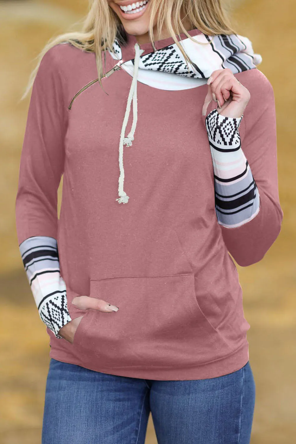 Double Hoods Thumb Hole Hoodie