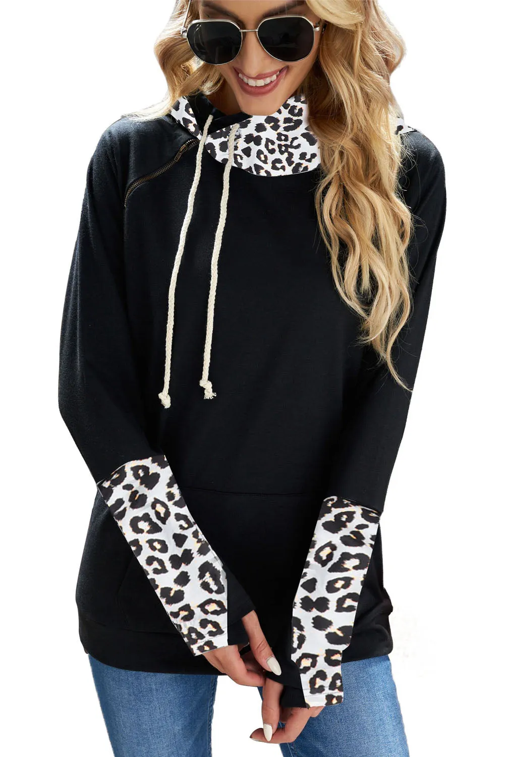 Double Hoods Thumb Hole Hoodie