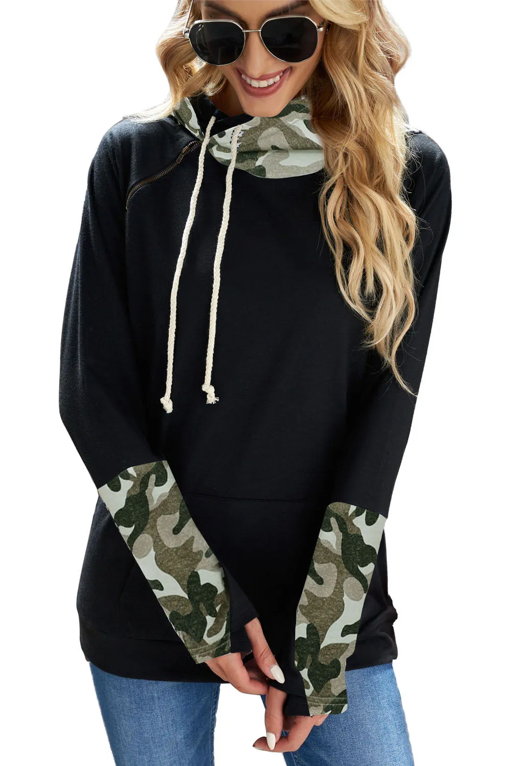 Double Hoods Thumb Hole Hoodie