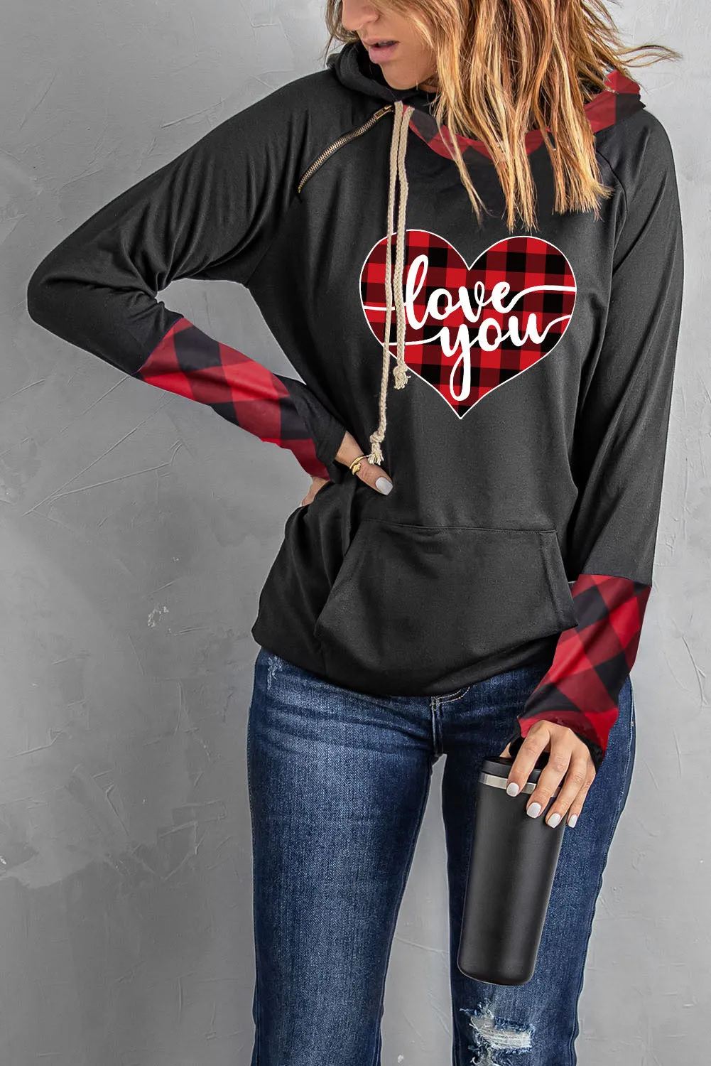 Double Hoods Thumb Hole Hoodie