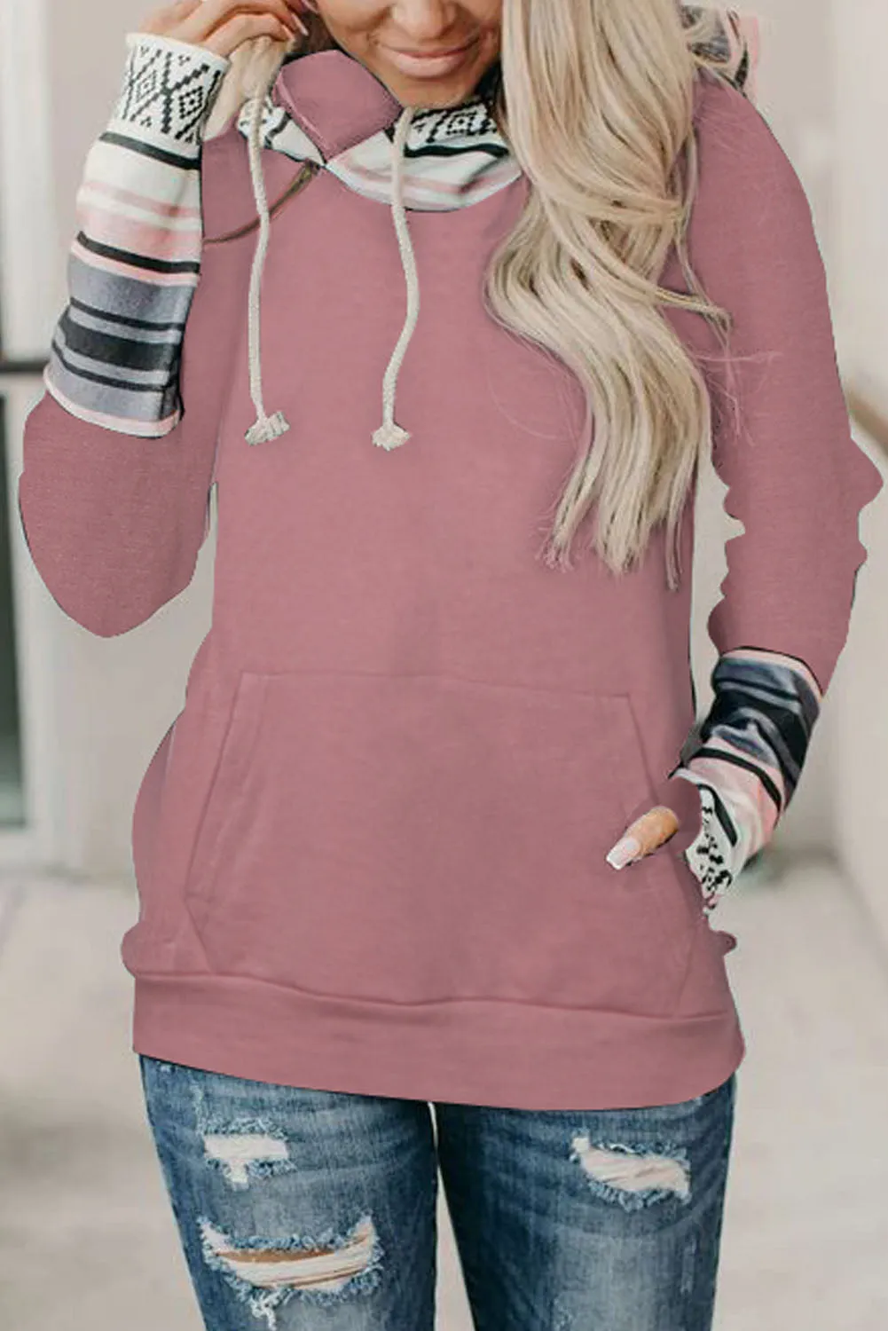 Double Hoods Thumb Hole Hoodie