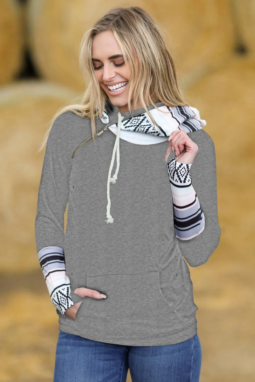 Double Hoods Thumb Hole Hoodie