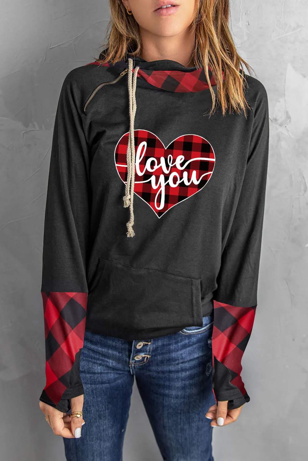 Double Hoods Thumb Hole Hoodie