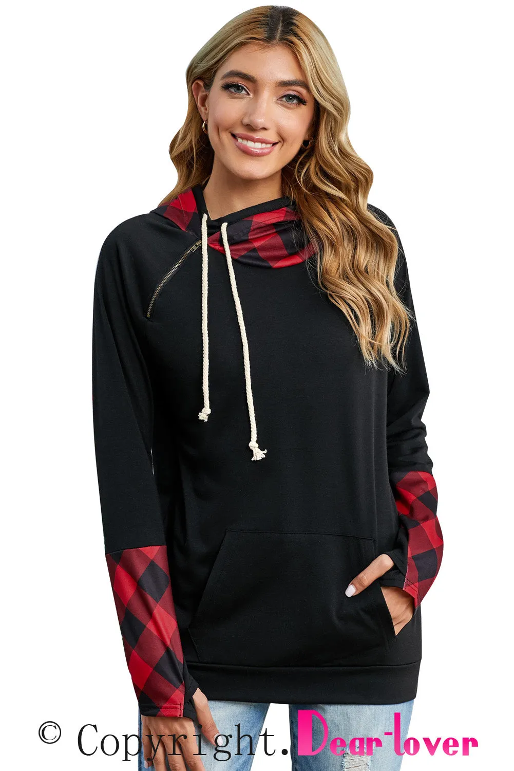 Double Hoods Thumb Hole Hoodie