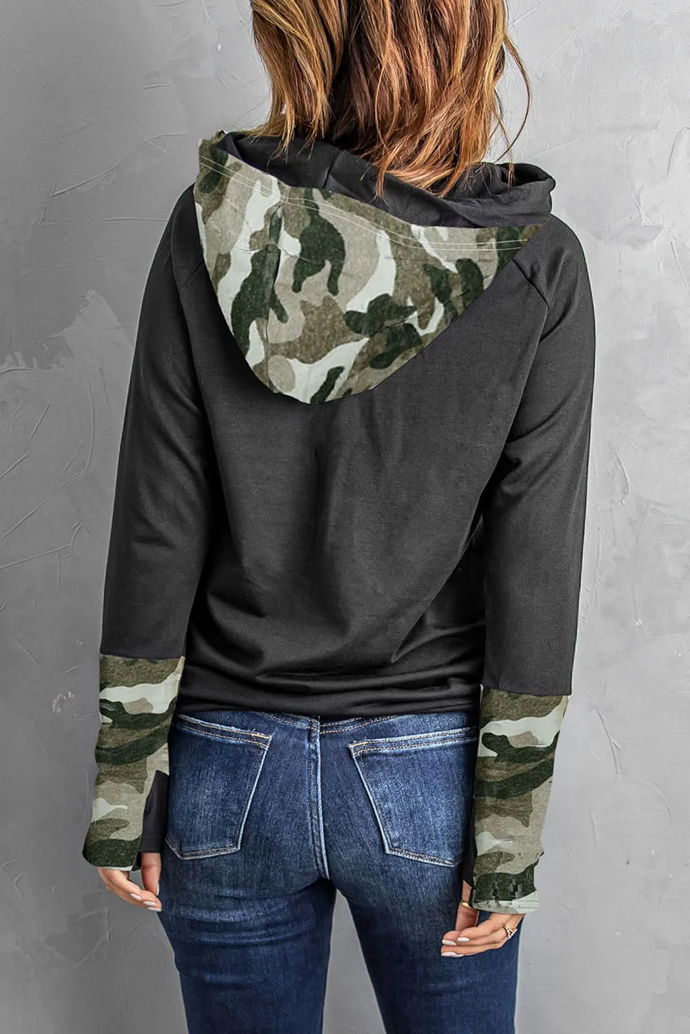 Double Hoods Thumb Hole Hoodie