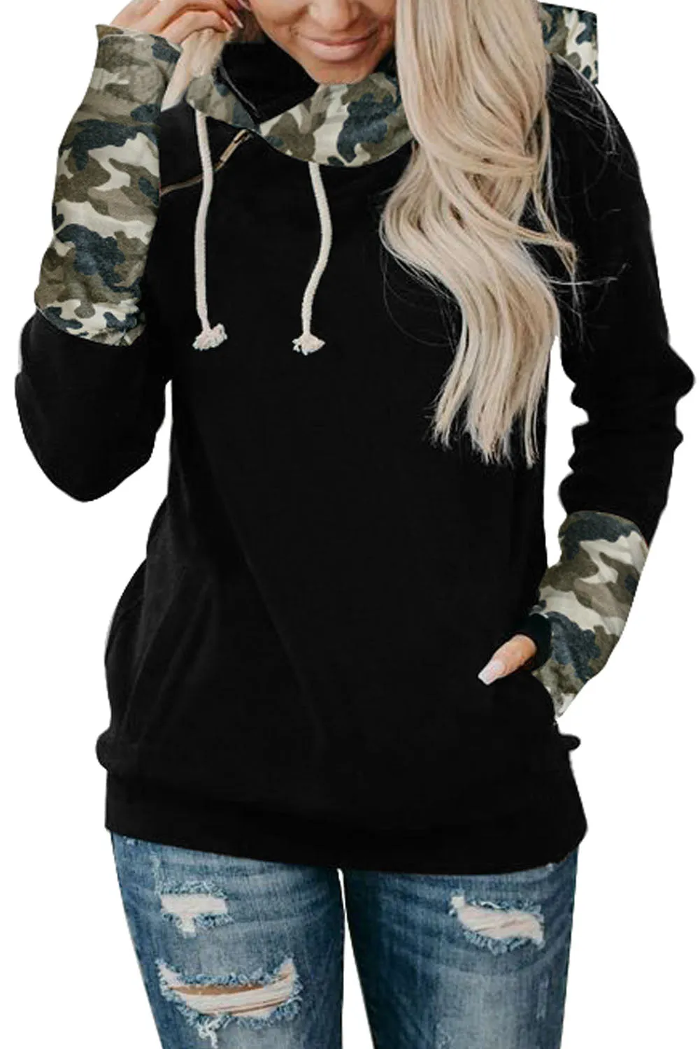 Double Hoods Thumb Hole Hoodie