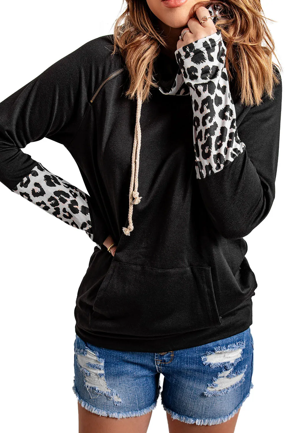 Double Hoods Thumb Hole Hoodie