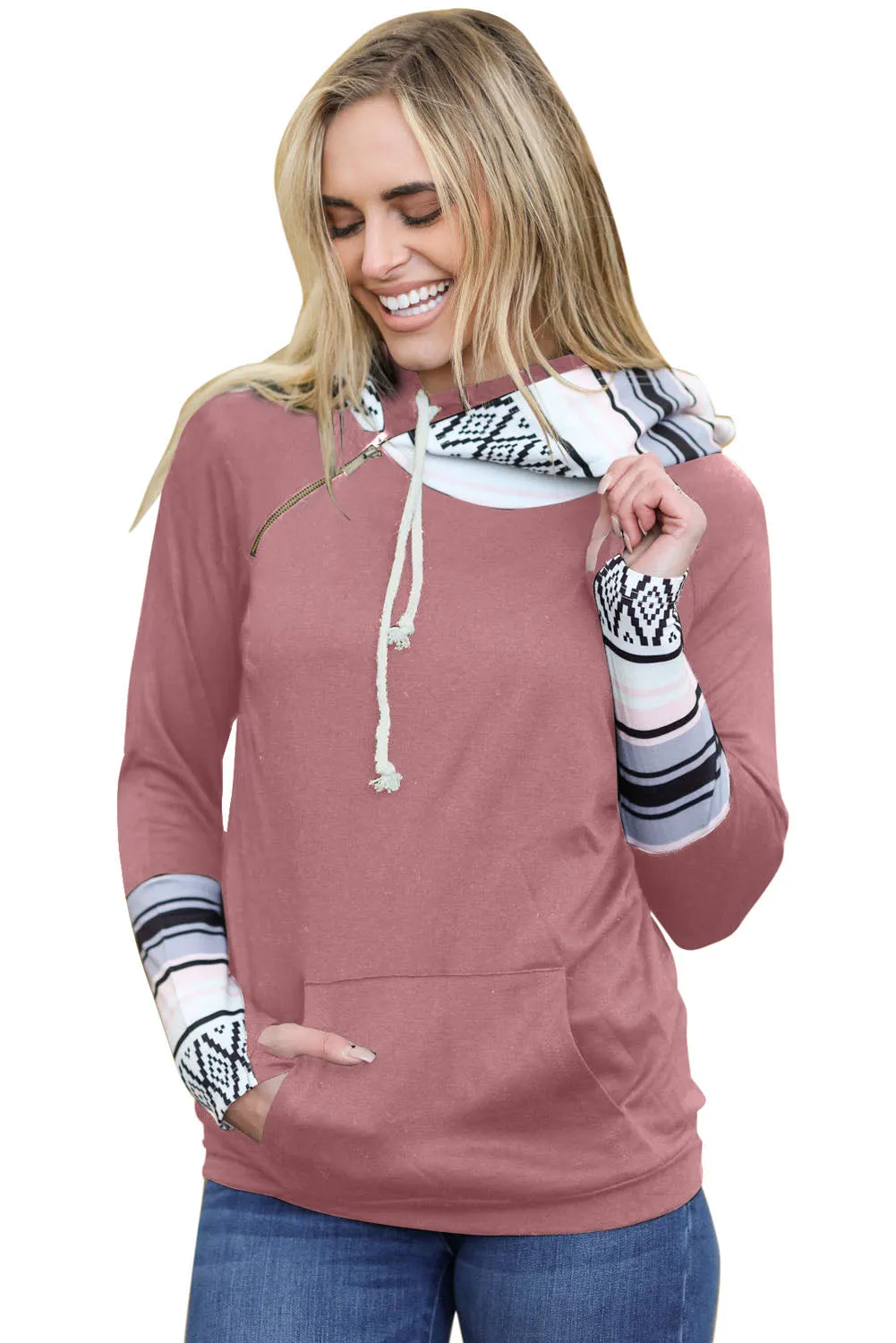 Double Hoods Thumb Hole Hoodie