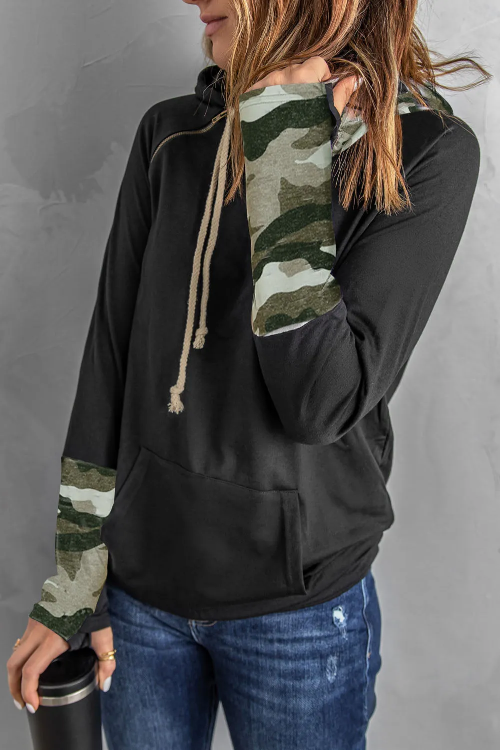 Double Hoods Thumb Hole Hoodie