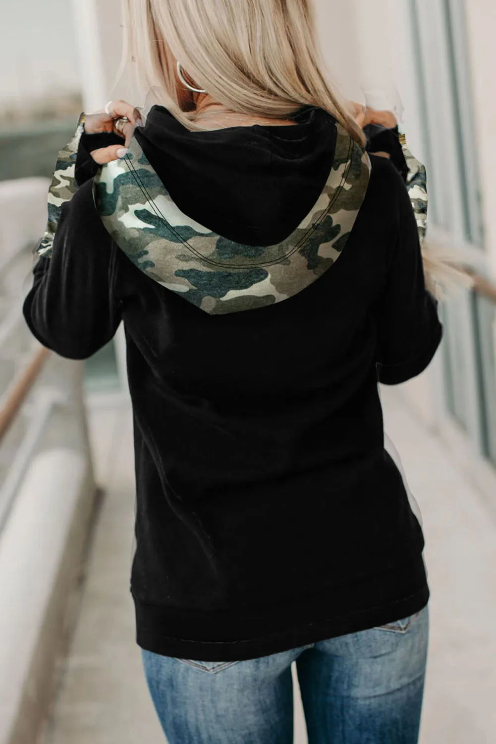 Double Hoods Thumb Hole Hoodie