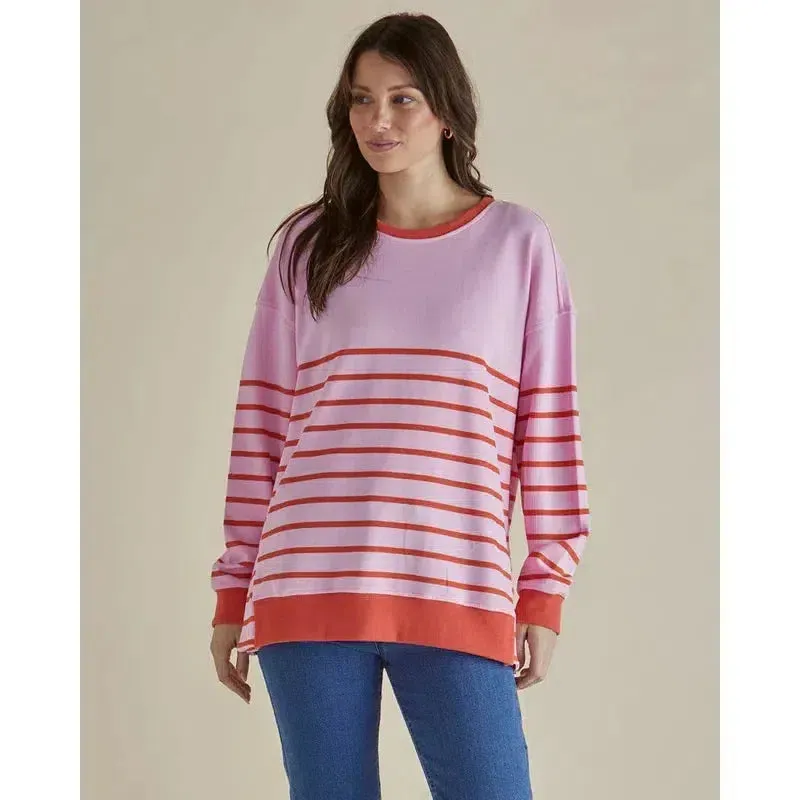 Easy Crew Sweat Pink Orange Stripe
