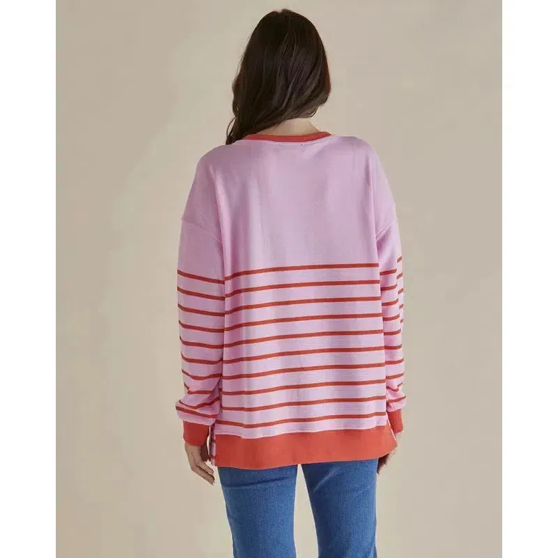 Easy Crew Sweat Pink Orange Stripe