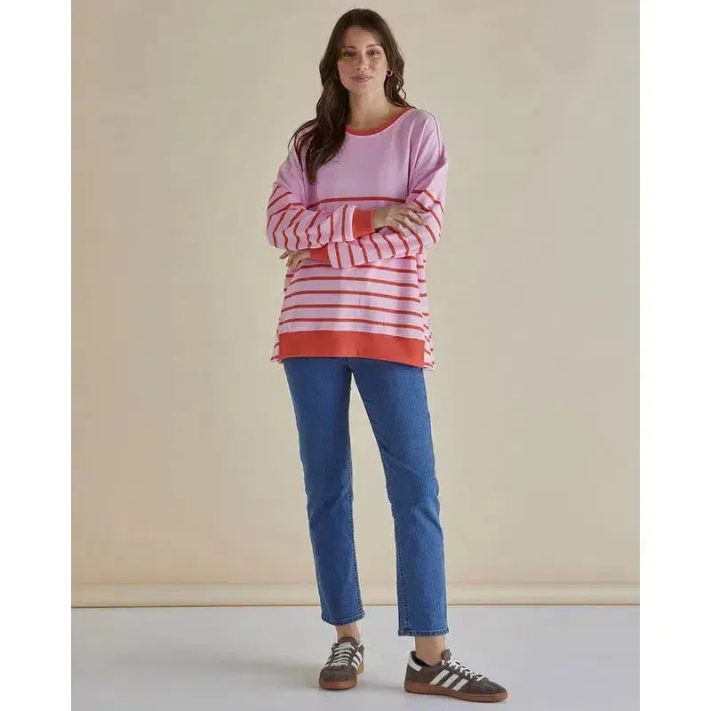 Easy Crew Sweat Pink Orange Stripe