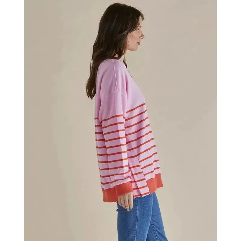 Easy Crew Sweat Pink Orange Stripe