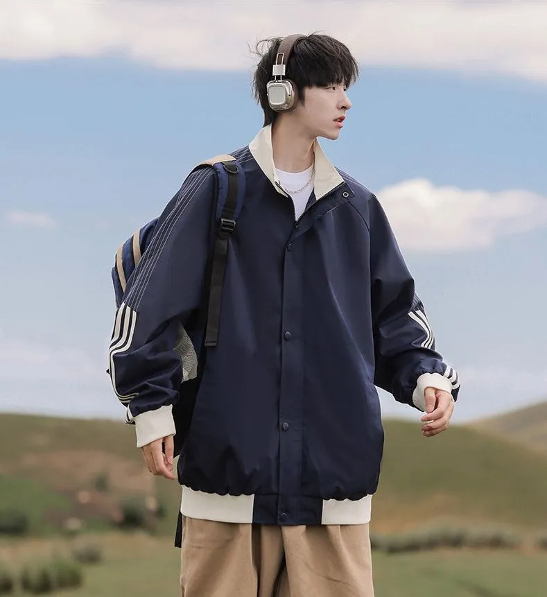 Easy-to-clean Men's Relaxed-fit Raincoat with Patchwork Design