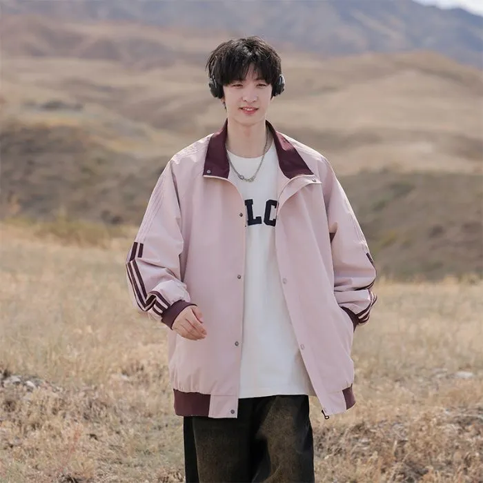 Easy-to-clean Men's Relaxed-fit Raincoat with Patchwork Design