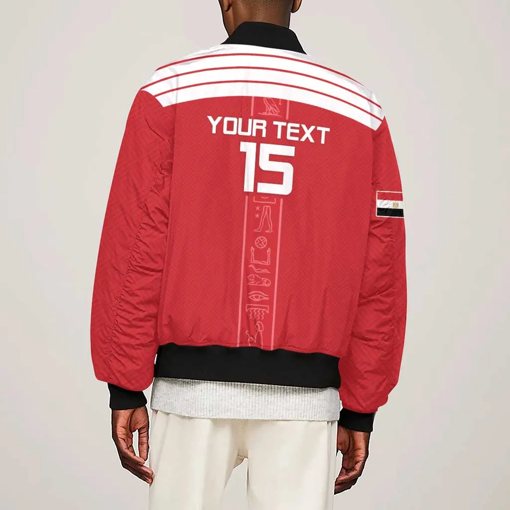 Egyptian Football Custom Sleeve Zip Bomber Jacket Yalla Masr - Red Ver LT15