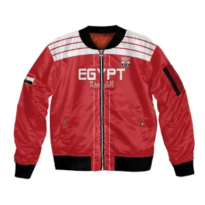Egyptian Football Custom Sleeve Zip Bomber Jacket Yalla Masr - Red Ver LT15