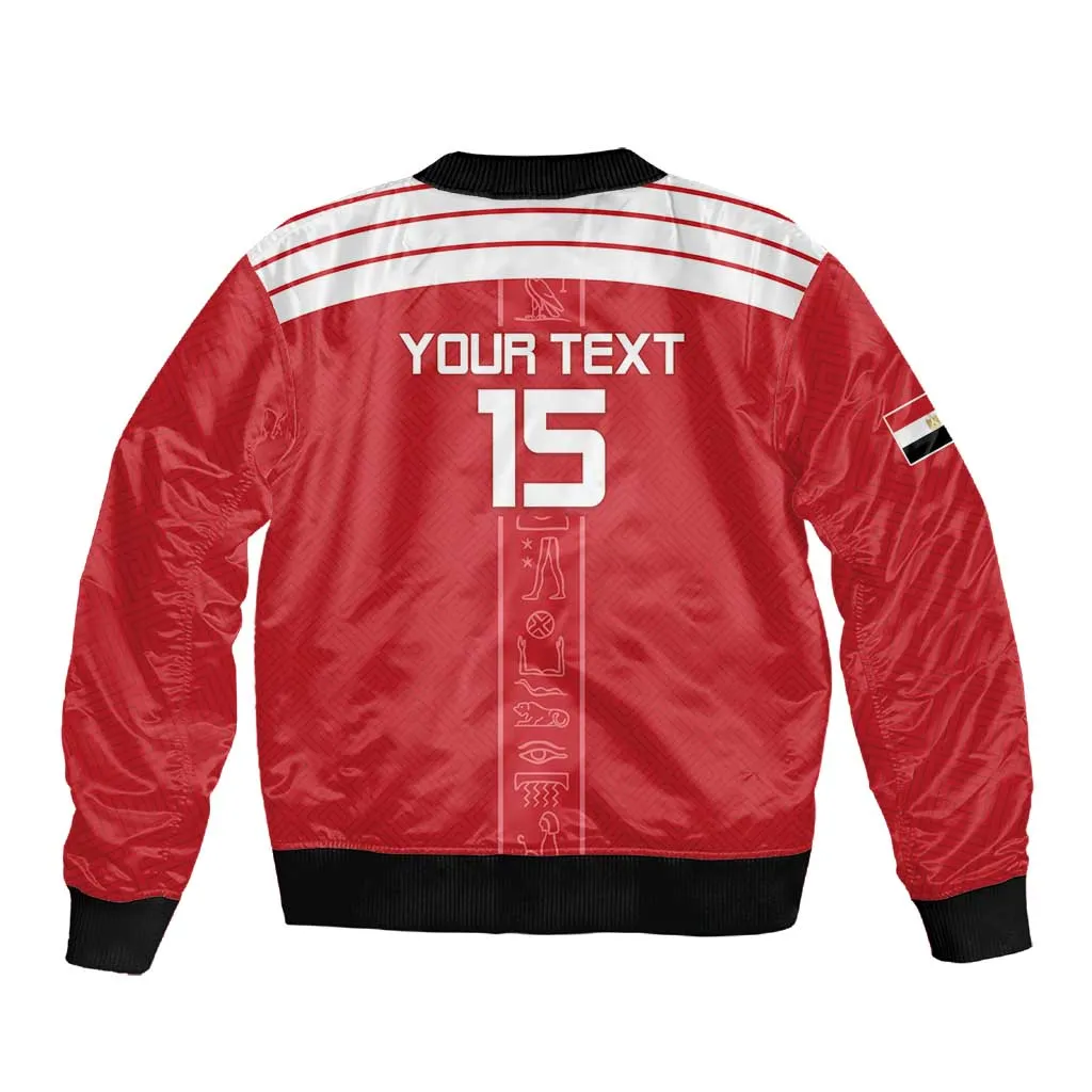 Egyptian Football Custom Sleeve Zip Bomber Jacket Yalla Masr - Red Ver LT15