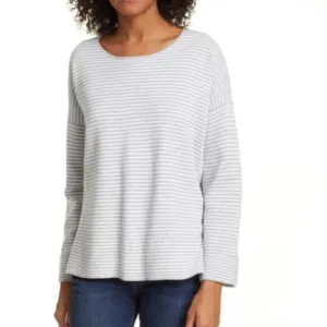 Eileen fisher striped round neck sweater boxy