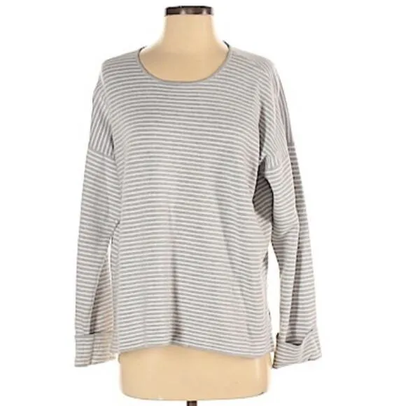 Eileen fisher striped round neck sweater boxy