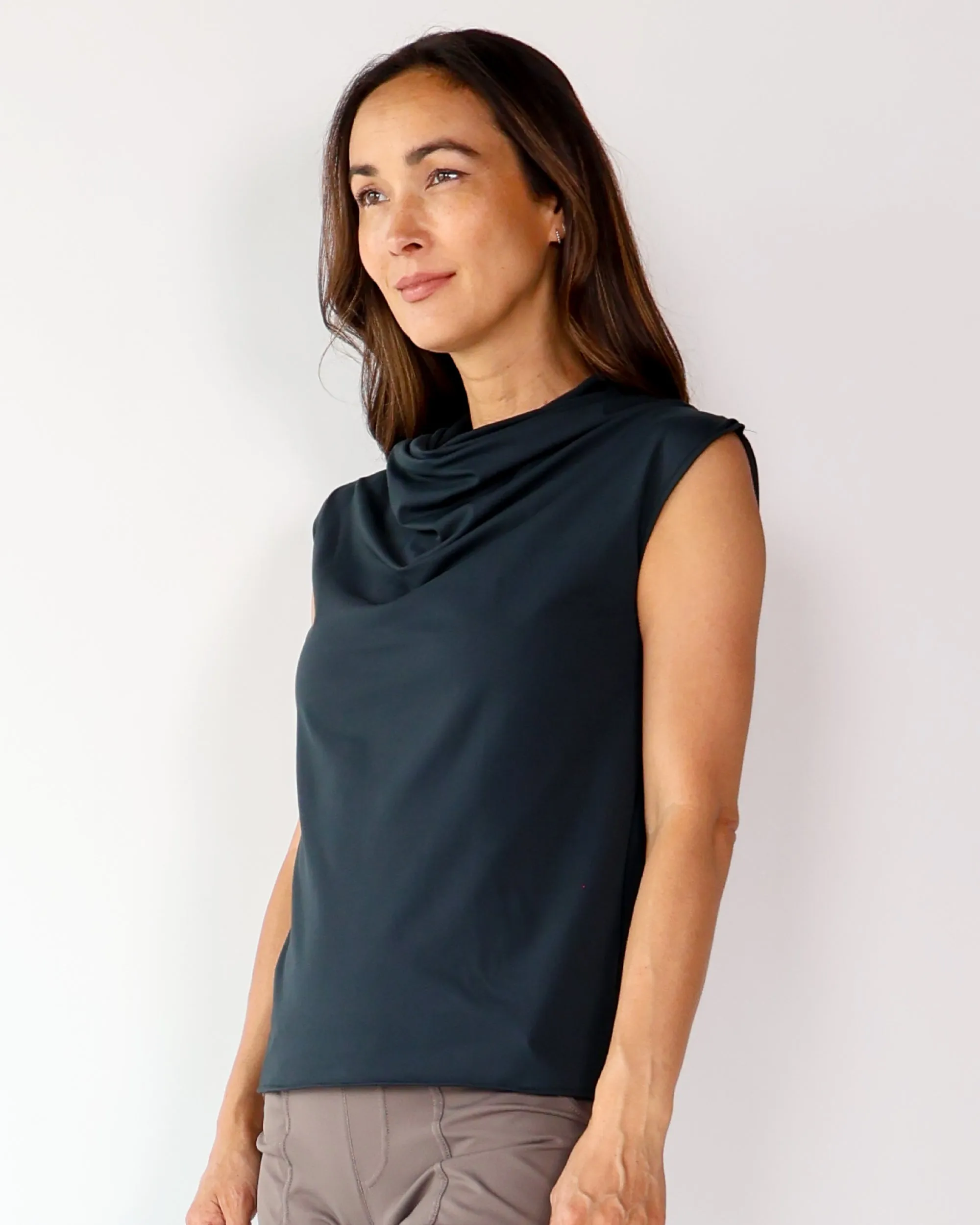 Elevated Cowl Tank in Manhattan Black