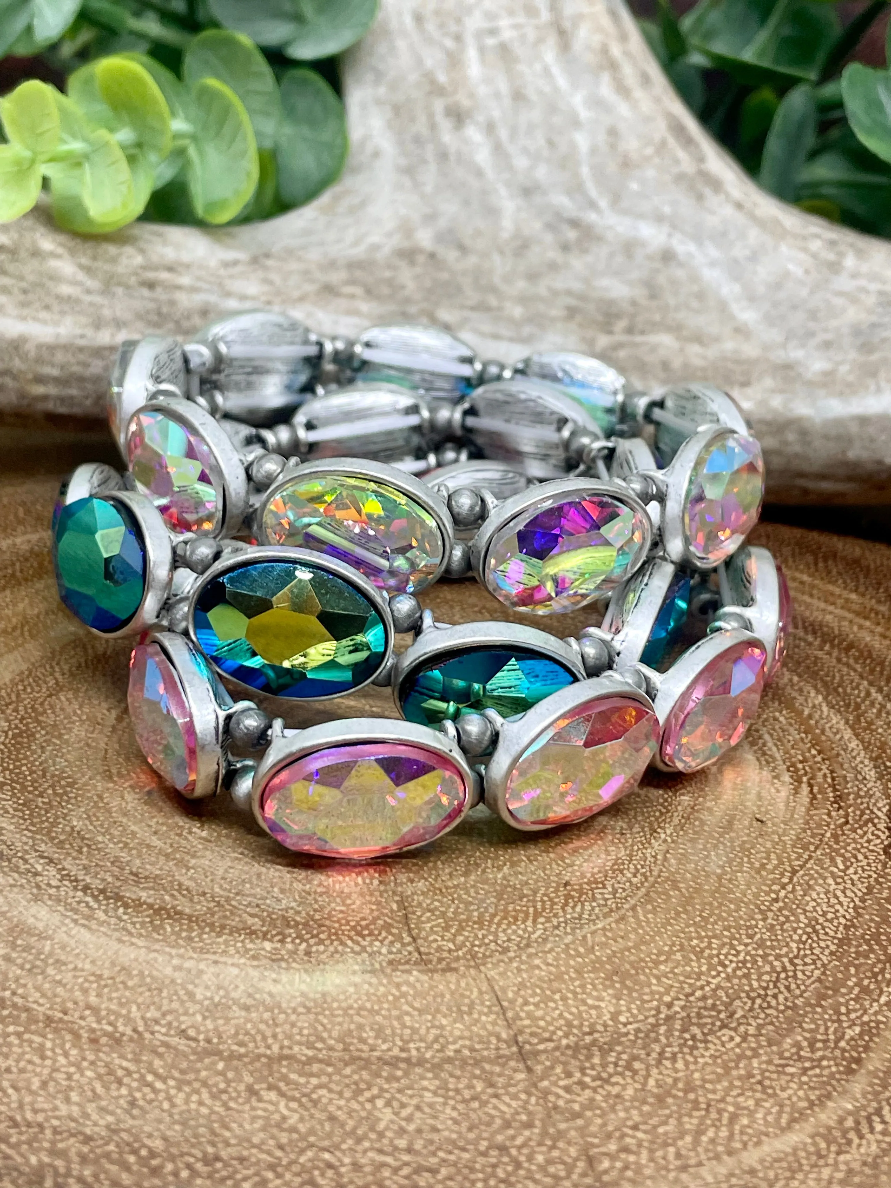 Elmer Oval Rhinestone Stretch Bracelet