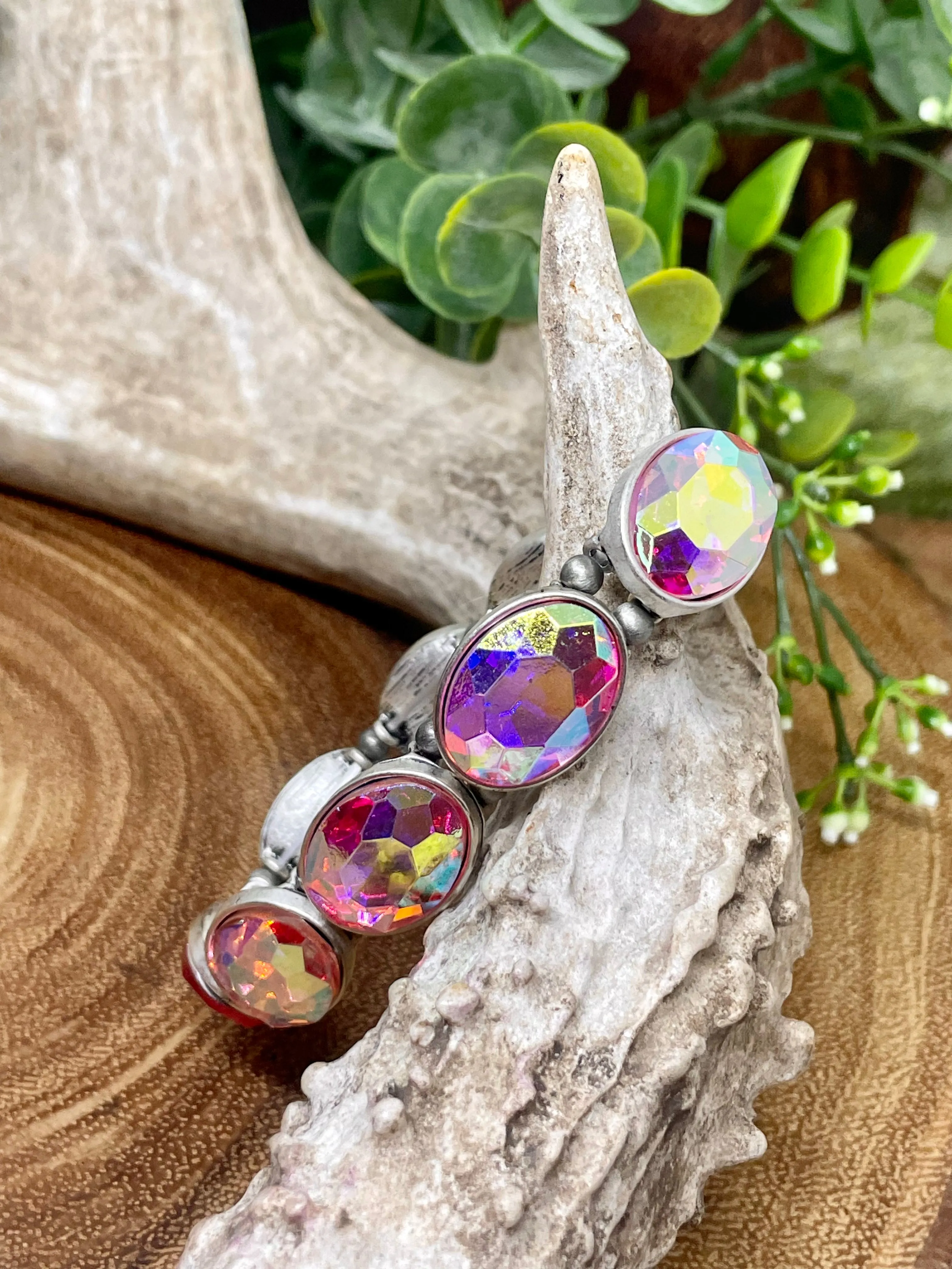 Elmer Oval Rhinestone Stretch Bracelet