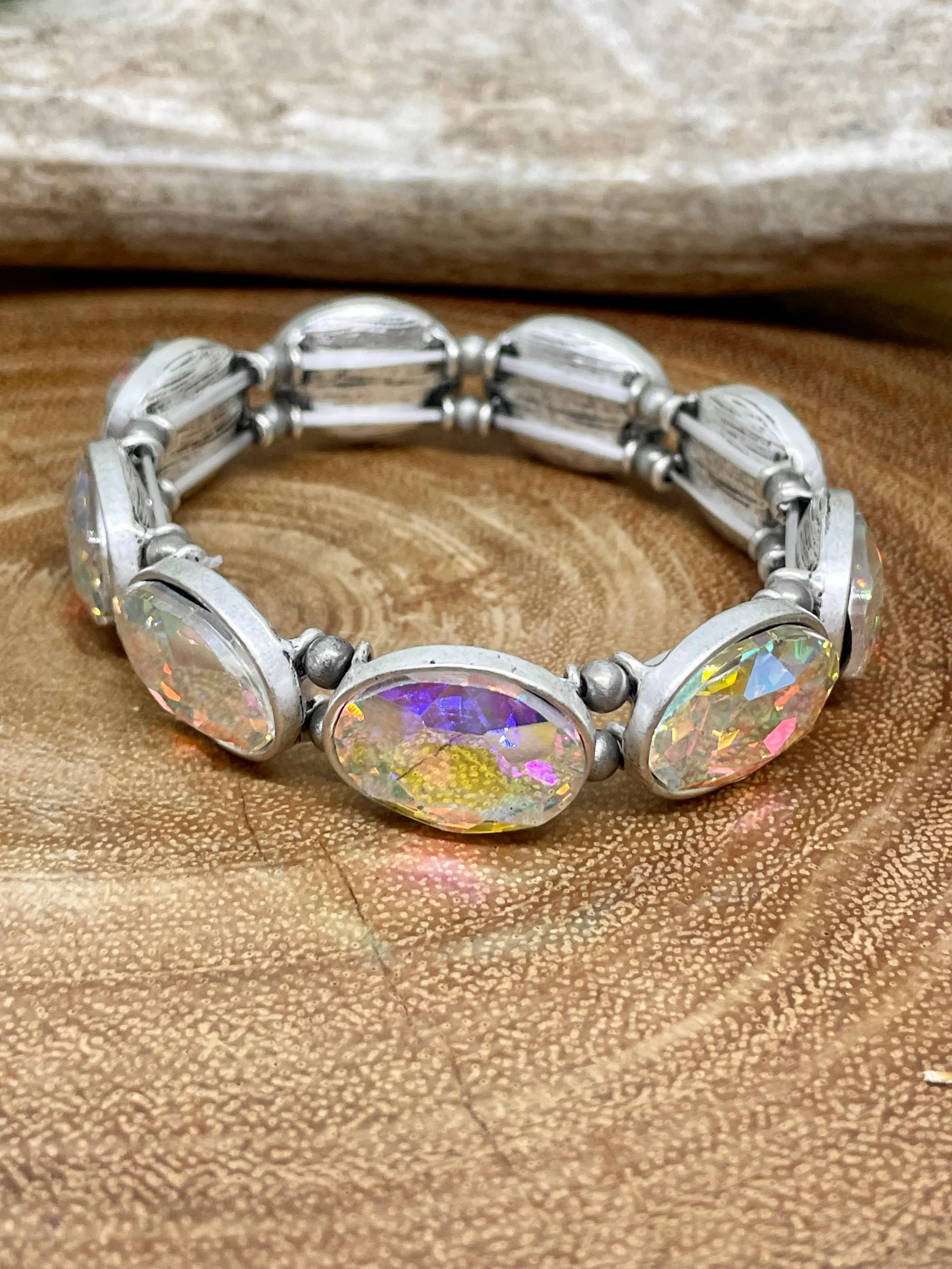 Elmer Oval Rhinestone Stretch Bracelet